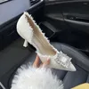 475 Rhinestones Shoes Dress Design Women Pumps Spring Fashion Pointed Toe Kvinnlig Hög häl Eleganta kvinnors 82233 51787