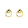 Stud Earrings 925 Sterling Silver Minimalist Style Triangular Gold Gift Jewelry Trendy Fashion For Women Gala