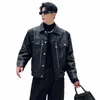 Luzhen 2024 Modaya uygun metal toka dekorasyon birleştirme tasarım gündelik deri ceket erkekler yüksek sokak yakışıklı şık pu kat 5d8502 x3qw#