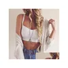 Camisoles Tanks Femmes Vêtements Femmes Y Bralette Caged Back Cut Out Strappy Soutien-gorge rembourré Bralet Gilet Crop Top Drop Livraison Vêtements U Dheqs