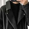 mauroicardi Spring Black Oversized Leather Biker Jacket Men Casual Loose Korean Fi 2021 Faux leather Jackets for Men Brand Z6ZS#