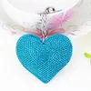 Keychains 14Colors Silver Plated Heart Keychain Leather Tassel Holders Metal Crystal Key Chains Keyring Charm Bag Car Present