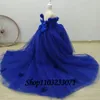 Robe à fleurs bleu Royal pour petites filles, avec traîne et nœud perlé, princesse pour petits enfants, mariage, anniversaire, première communion, fête 240312