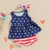 Ensembles de vêtements Né Baby Girl 4ème tenue de juillet sans manches Star Débardeur Short rayé Bandeau Independence Day Vêtements Ensemble