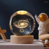 Figurines décoratives USB veilleuse LED boule de cristal lampe de table 3D lune gravée au laser système solaire globe astronomie maison espace bureau