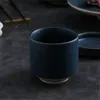 Copos pires estilo europeu cerâmica xícara de café porcelana esmalte verde escritório teacup criativo simples café da manhã caneca água drinkware