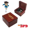 Boxes détective Conan principale à thème de musique Bronzing Bronzing Red Wooden Mécanique Antique Gift For Cartoon Fans Anniversaire de Noël du Nouvel An