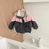 Manteau en duvet de Style coréen pour enfants, veste longue en coton épais à capuche, couleurs assorties, pour bébés filles Cool et mignons, arrivée d'hiver