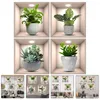 Fonds d'écran 4 pièces autocollant mural autocollant collant pour la maison autocollants décor plante fleurs pot impression