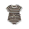 Unisex Summer Baby Maneveless Shirts Shorts sólidos Conjuntos informales con pantalones para ropa de niño pequeño 2 piezas de ropa para niñas 240325