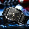 Top Luxury Men Watch Square Golden Quartz en acier inoxydable Silver Sports Date Man Givrations Horloge masculine Relogie Masculino 240327