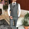 new Design Grey Suits For Men Slim Fit Groom Wedding Prom Peaked Lapel Tuxedo 3 Piece Jacket Vest Pants Set Male Busin Blazer J0oP#