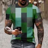 MEN MEN PLAID 3D Pattern T-Shirt Summer Summer Pullover Men Fi Souleve Sleeve Top M0WR#