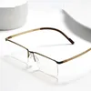 Lunettes de soleil Cadres Bclear Titanium Optique Lunettes Cadre Hommes Ultraléger Carré Myopie Prescription Lunettes Métal Demi Jante Charnière À Ressort