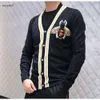 Autumn and Winter Stars with the Same Brand Embroidery Little Bee Sweater Men Women Striped Cardigan Slim Sweaters Jacket Tide