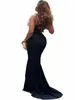 Casual Kleider Schwarz Damen Maxi Langes Kleid Party Abend Tragen Robe Sexy Femme 2024 Aufkleber Engen Riemen Meerjungfrau Kleid Bodycon vestido