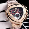 5 Style Men's Chronograph VK Quartz Watch Men 66th Anniversary Watches Men Sport Racing Car Rose Gold Leather Tachymetre Cale233U