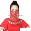 Dancewear Accessories Stage Wear Women Elegant Dance Sequins Face Veils Belly Egyptian Performance Props Drop Delivery Par Dhli1