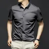 Browon Merk Smart Casual Shirts Voor Mannen 2024 Zomer Effen Kleur Korte Mouw Heren Shirts Turn-Down Kraag Busin werk Shirt B6Z7 #