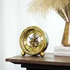 Tafelklokken Rond Doorzichtig uurwerk Messing Minimalistische Klok Home Fashion Licht Luxe Goud