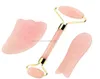 3PCSSet Natural Rose Quartz Gua Sha Jade Facial Massage Roller Natural Jade Guasha Board Scraping Tool Body Massage Relaxation8861636