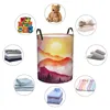 Tvättväskor korgen akvarellberg tyg fällande smutsiga kläder leksaker förvaring hink hushåll