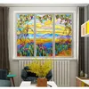 Window Stickers Real Stained Glass Film Privacy Heat Control Anti UV Blocking Glue Free Static Cling Decoration