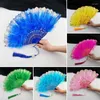 Dekorativa figurer Lolita Feather Folding Fan Japanese Sweet Fairy Girl Dark Gotic Court Dance Hand With Pendant Wedding Party Decoration