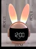 Настольные часы Радужный кролик Светодиодный цифровой будильник Электронный светодиодный экран Управление звуком Милый кролик Ночной свет Настольные часы24327