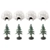 Tuindecoraties 1 set kunstmatige polars ijshuisbeeldjes Realistische decors Mini-kerstbomen