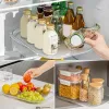 Racks Lazy Susan Turntable Organizer For Refrigerator 360 Rotatable Rectangle Storage Rack Clear Turntable Rack For Kitchen Cabinet