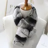 Écharpes véritable écharpe de fourrure de rex pour femmes chaudes couleur naturelle double face mode d'hiver