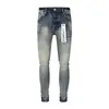 Paarse merk jeans herfst nieuwe gradiënt gewassen gespikkelde inkt graffiti elastische slanke fit heren broek