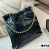 10AAA Designer Brand Bag Top Quality Giant Double Layer Bag Luxury Designer 30cm äkta läder Sheepskin Classic All Black Quilted Handbag Shoulder