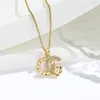 20style Simple Luxury Brand Designer Double Letter Pendant Necklaces Simple 18K Gold Plated Crysatl Pearl Rhinestone Sweater Newklace Wedding Party Jewerlry