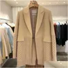 Abiti da donna Blazer Donna Allentato Selvaggio Alla moda Casual Sottile Senza cuciture Cuciture a maglia Design Giacca di media lunghezza Donna K Dhjde