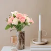 Dekorativa blommor Artificial Rose Bouquet Pink Roses Faux Home Desk Fake Office Plant Decor