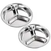 Plates Stainless Steel Dinner 2pc Round Dishes For Camping And Tableware Grade Material Small Convenient Size