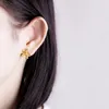 Boucles d'oreilles en argent Sterling 925 véritable, zircone créative naturelle, bijoux fins en or faits à la main, fleur 3D Vintage pour femmes Brincos