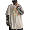 Carto Doodle Brief Gedrukt T-shirts Lente Mannen Vrouwen Casual Trendy Tees Sweatshirts Lg Mouwen Creatieve Patchwork T-shirts B3jG #