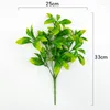 Dekorativa blommor konstgjorda blommor bukett 5-gaffel gardenia bladgröna växter plast krukut bonsai arrangemang tillbehör 33x25cm