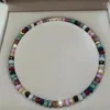 Chaînes Collier noué à la main Design Perle d'eau douce blanche 5x8mm Couleur bonbon Face Jade Mix Chaîne de cou 45cm