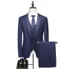 2023 FI Nya herrbutik Busin Slim Solid Color Set Set / Man Slim Fit Double Split Dr Blazers Jacket Pants Vest Y0VH#