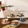 Cups Saucers 220ML Rose Flowers Hand-painted Coffee Cup And Dish Set Afternoon Tea Exquisite High Appearance Mug Premium