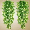 Fleurs décoratives plantes artificielles suspendues-2 pièces fausses feuilles de vigne de lierre cuisine avec lumières féeriques