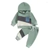 Ensembles de vêtements bébé garçon tenues d'automne classique à manches longues contraste couleur patchwork sweat à capuche pantalon ensemble vêtements pour tout-petits