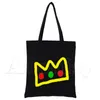 Сумки для покупок Ranboo, большая сумка на заказ с принтом, оригинальный дизайн, черная, унисекс, для путешествий, холст, эко, складная сумка-шоппер