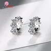 Orecchini a cerchio all'ingrosso argento sterling 925 piccolo cristallo lucido per donne ragazze adorabili accessori per gioielli per feste di compleanno