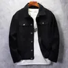 メンズクラシックデニムジャケット秋のカジュアルストリートポケットシングル胸肉ホワイトピンクの黒いジーンズジャケットコートl49x＃