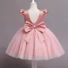 Flickklänningar tjej baby dop klänning för rygglösa pärlor eleganta barn prinsessan fest tutu klänning småbarn 1: a födelsedag vestidos drop del dhbek